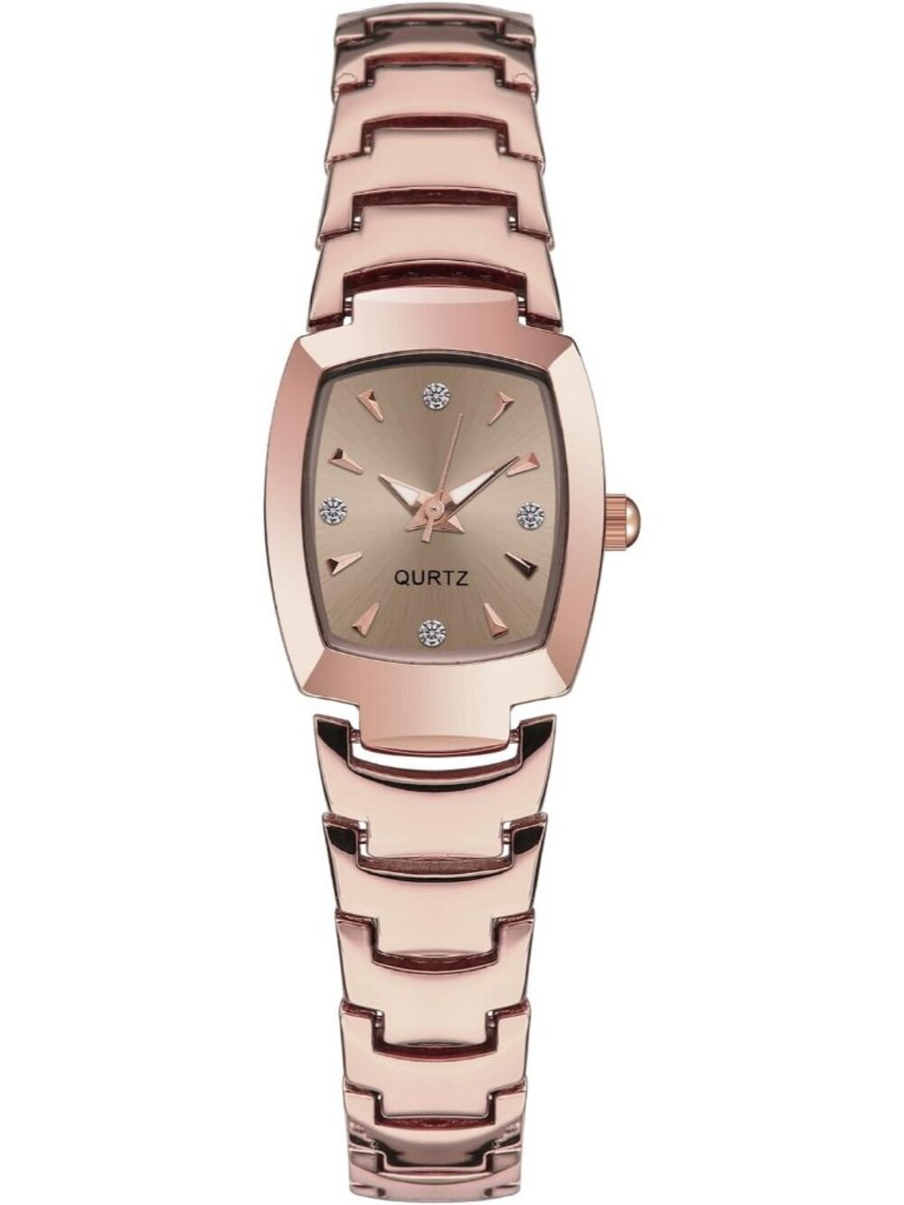 Women's Rose Gold Analog Steel Dainty Rectangle Waterproof Square Wrist Watch